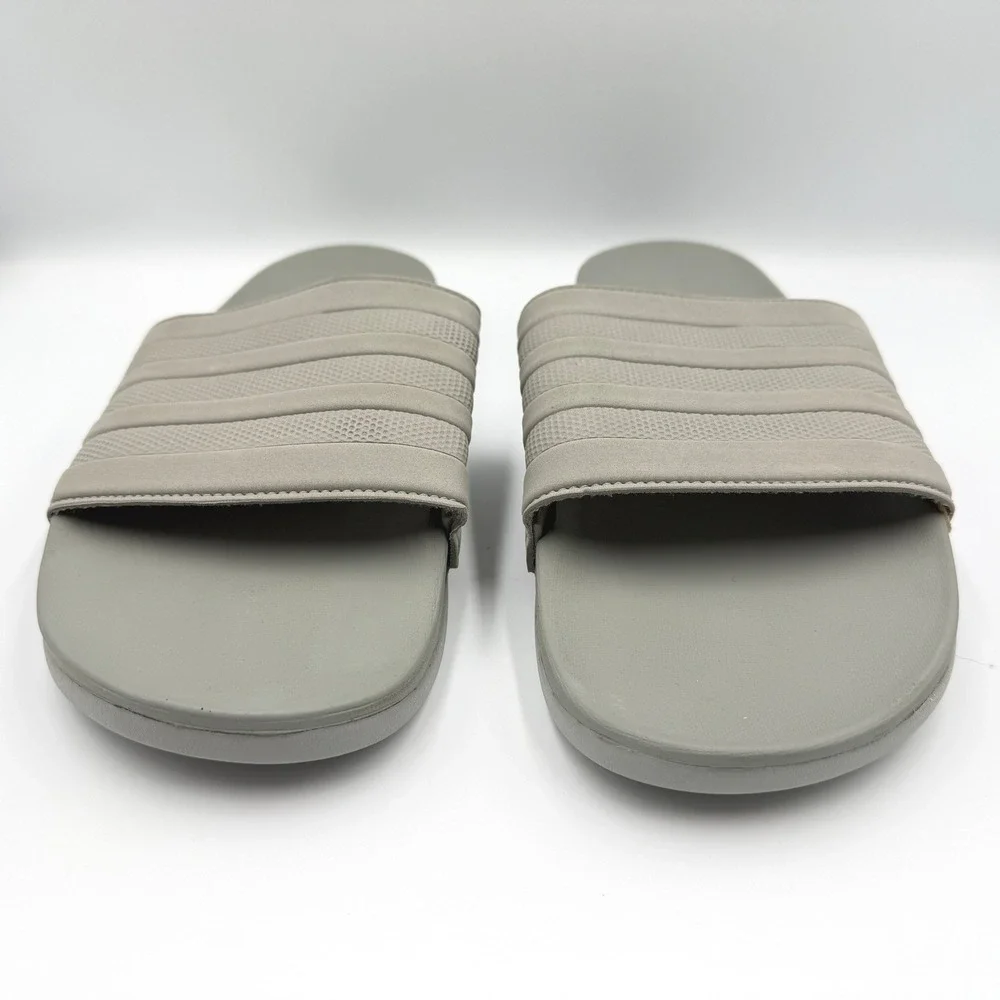 adidas Adilette Comfort Slides Men 13 Women 14 Grey ID3404 3-Stripe Sandals *NEW